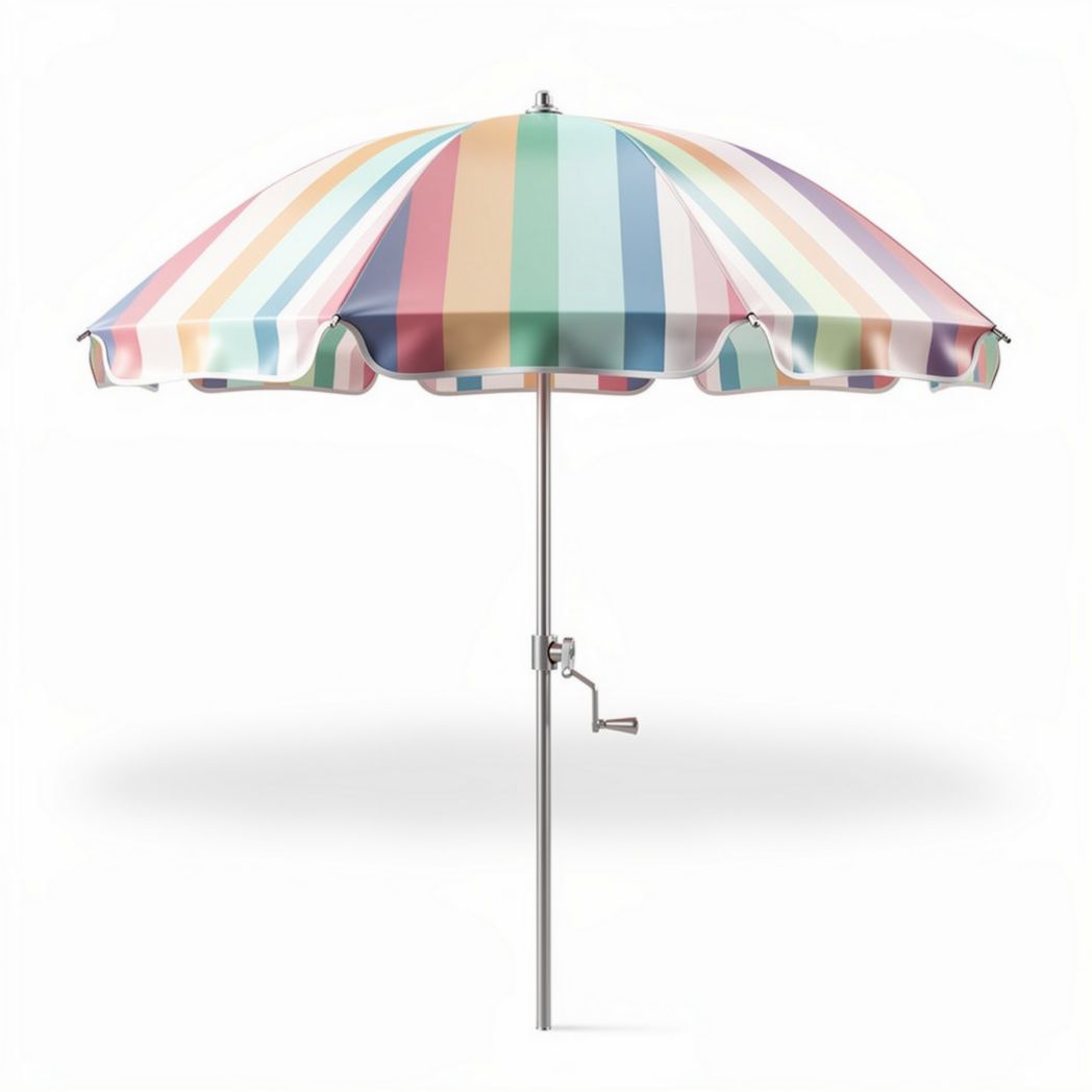 Striped outdoor umbrella with aluminum pole for patio and beach use 180 x 180 x 240cm