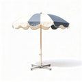 Outdoor beach umbrella with navy and cream stripes 200 x 200 x 240cm aluminum frame