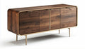 Wooden sideboard with patterned doors and metal legs 150 x 40 x 70cm