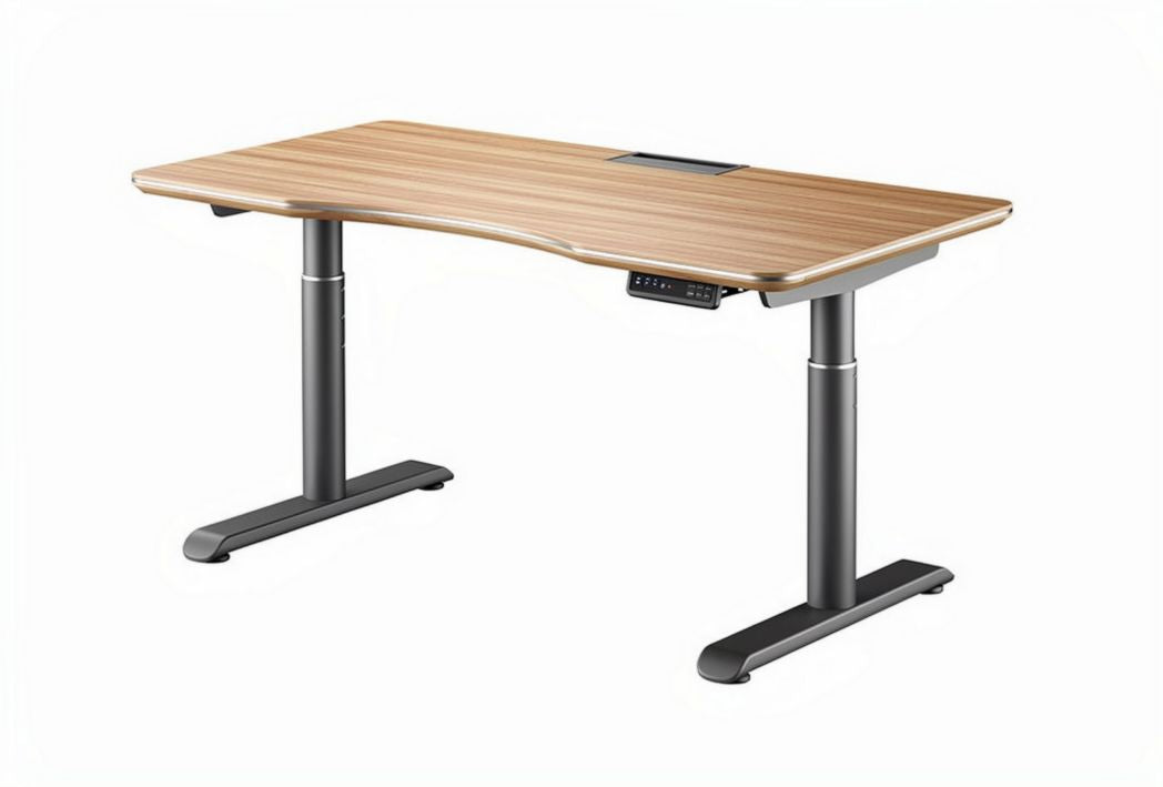 Electric adjustable standing desk with wood finish top 120 x 60 x 75cm