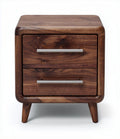 Walnut wood nightstand with two drawers and modern design 40 x 40 x 50cm