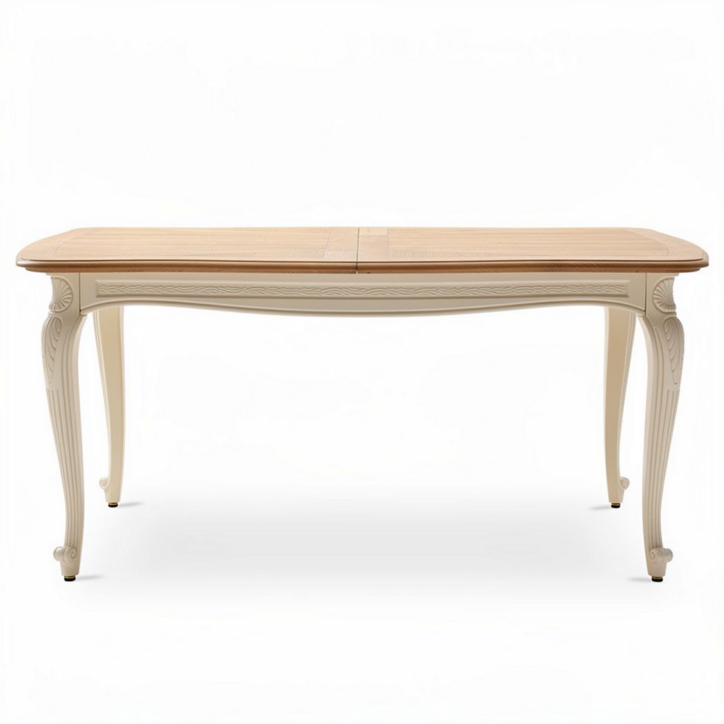 Dining table with extendable design made of wood in cream color 120 x 75 x 75cm
