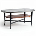 Glass and wood coffee table with lower shelf 120 x 60 x 45cm